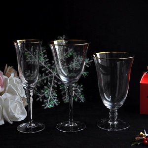 Lot de Gobelets en Cristal Transparent à Bord Doré – <span class=keywords><strong>Verres</strong></span> à <span class=keywords><strong>Vin</strong></span> Vintage Perlés à Long Pied pour Mariages, Fêtes, Noël et Décoration de Table à Domicile - Product Image 6
