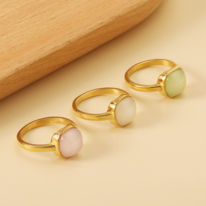 แหวนแฟชั่นทรงเรขาคณิตสี่เหลี่ยมประดับขอบสแตนเลสสตีลของขวัญสำหรับผู้หญิงเครื่องประดับ - Product Image 2