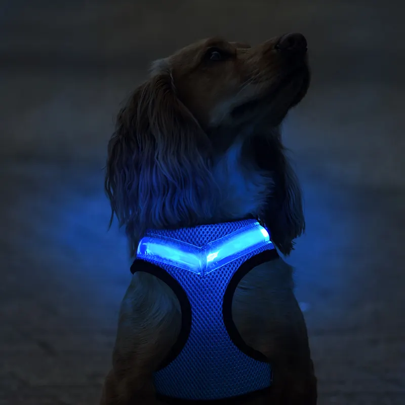 Arnés LED para mascotas con carga USB, luz de succión magnética con chaleco luminoso para perros, ropa para perros al aire libre