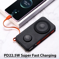 3 en 1 20W Cargador inalámbrico Mini estación de energía portátil con Soporte para reloj y teléfono Micro USB a prueba de agua