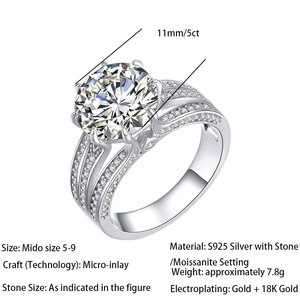 5ct Moissanite Crescent Eye <strong>Ring</strong> S925 Sterling Silver Fine <strong>Craft</strong> Wholesale - Product Image 3