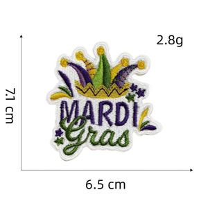 Factory Sell Mardi Gras Festival Theme Iron on Embroidery Funny Mask Drum Top Hat Patch for Decoration - Product Image 2
