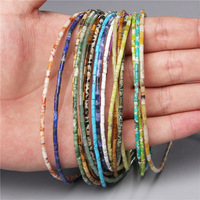 Perles de pierre naturelle cylindriques rondes de 2x4 mm pour la fabrication de bijoux et de bracelets