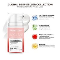Crème solaire pour le visage SPF 46 sans huile, à l'oxyde de zinc et à la niacinamide, protection large spectre UVA/UVB, résistante à l'eau