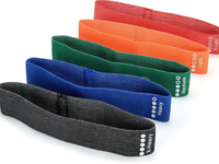 Bandes de résistance en tissu à code couleur, ensemble de bandes élastiques en boucle pour Pilates, yoga, entraînement de force, fitness à domicile