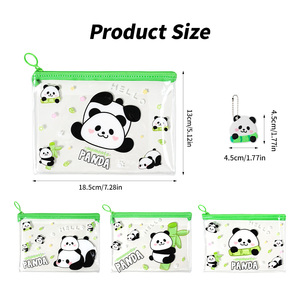 Juego de organizador con estampado de Panda de 4 piezas: Estuche <span class=keywords><strong>para</strong></span> lápices <span class=keywords><strong>para</strong></span> estudiantes, bolsa de almacenamiento de juguetes, soporte <span class=keywords><strong>para</strong></span> cosméticos y <span class=keywords><strong>etiqueta</strong></span> con nombre - Product Image 2