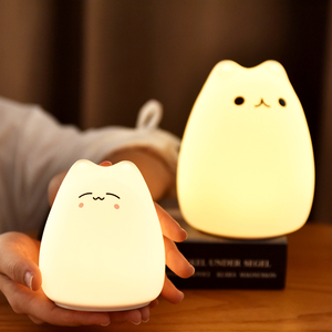 Trẻ em đáng yêu trẻ em ngủ bàn LED Đèn ngủ phòng ngủ silicona cá nhân đèn dễ thương Silicone USB mèo đèn ánh sáng - Product Image 3