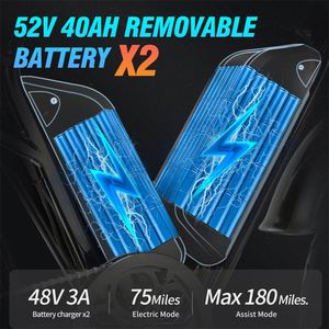 Ridstar Q20pro 20 pouces vélo de montagne électrique 2000W 52V Ebike double moyeu moteur gros pneu vélo électrique motos hybrides - Product Image 2