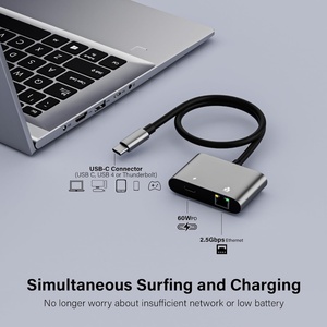 2 trong 1 1000m 2.5Gbps RJ45 <span class=keywords><strong>Ethernet</strong></span> LAN Network Adapter với <span class=keywords><strong>USB</strong></span> C 100W PD Loại C phí cổng cho Iphone 15/tablet/máy tính xách tay - Product Image 2