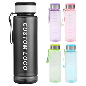 Bouteille d'eau de sport personnalisée 1000 ml, bouteilles d'eau en plastique portables pour l'extérieur, vente en gros de bouteilles de sport en plastique avec logo - Product Image 1