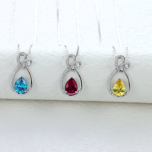 Collana con ciondolo simbolo infinito in argento 925 rodiato da donna con più colori accenti di pera CZ - Product Image 6