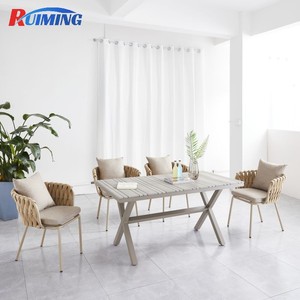 Juego de Muebles de Jardín Apilables de 5 Piezas, Mesa de Centro de Aluminio para Patio Exterior y Sillas de Bistro para Hotel, Juego de Comedor Moderno - Product Image 3