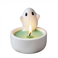 Porte-bougie fantôme en céramique blanche, style nordique, pour Halloween, bougeoir, récipient d'aromathérapie, décoration d'intérieur, cadeau pour fête, vente en gros OEM