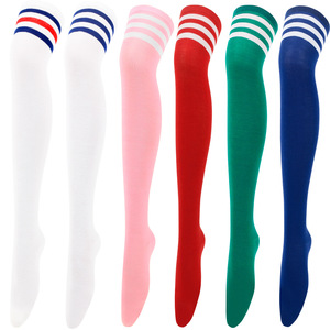 Calcetines hasta la rodilla de estilo japonés para mujer Diseño de rayas escolares occidentales de punto sin costuras - Product Image 5
