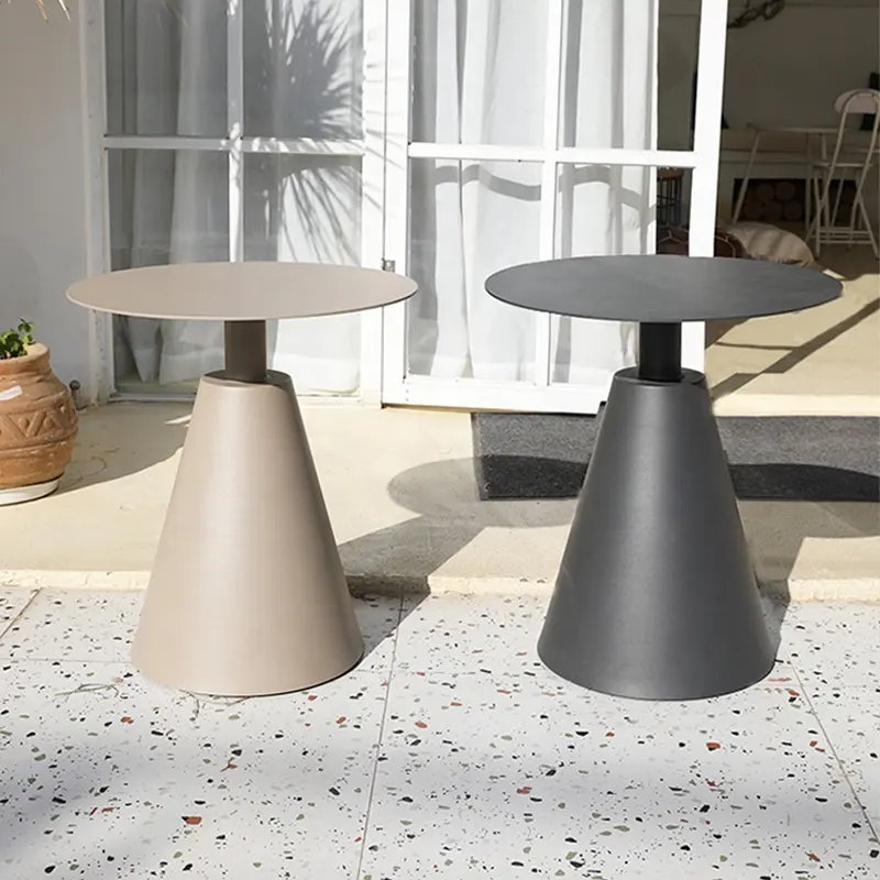 Mobiliário suporte ao ar livre alumínio mesa de café decoração pequena mesa lateral moderna minimalista mesa redonda pequena