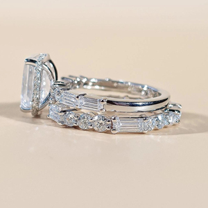 CHANG LAI 3ct cincin tunangan pernikahan tunangan, cincin Lab berlian zamrud Cemerlang <span class=keywords><strong>Platinum</strong></span> emas putih untuk wanita - Product Image 3