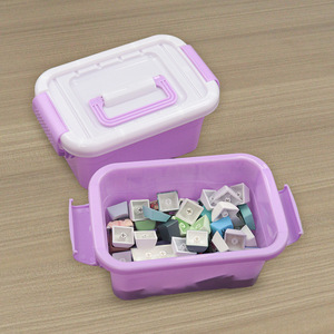 Plastic <b>Storage</b> <b>Box</b> Rectangle 16x10x7.5 Cm Purple Base White Lid Covered Portable Organizer For Toys Sundries Food - Product Image 1