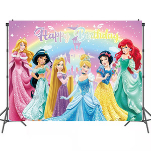 Conte de fées château <span class=keywords><strong>princesse</strong></span> fond toile de fond fille joyeux anniversaire fête décorations princesses toile de fond - Product Image 3
