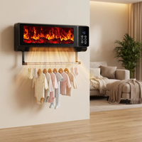 Sèche-serviettes électrique mural 2000W PTC à chauffage rapide, télécommande, silencieux, température réglable, en plastique
