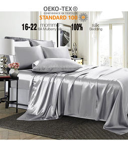 Set di lenzuola in raso di seta con etichetta privata copripiumino lenzuola di seta personalizzate Set di biancheria da letto 100% seta con confezione regalo - Product Image 5