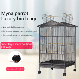 Cages pour perroquets de taille personnalisée en fil métallique noir avec roues - Product Image 6