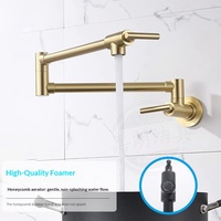 Robinet de cuisine pliable Kaiping Gold avec cartouche céramique, finition brossée, eau froide uniquement, montage mural