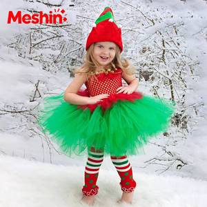 MS - Disfraz de Mamá Noel para Niñas, Vestido de Tul Navideño para Niños, Ropa Festiva Infantil Más Vendida con Sombrero y Medias - Product Image 1