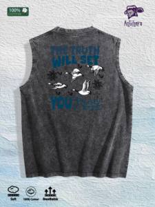 Gilet imprimé oiseaux et proverbes, entrepôt local américain, 3 couleurs, coton respirant, haut tendance - Product Image 2