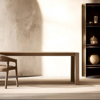 Table à manger extensible avec plateau en bois massif, base moderne, écologique, meubles de salle à manger d'hôtel, villa, appartement, style rétro français