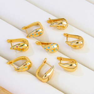 Boucles d'oreilles pendantes goutte d'eau au design tendance, plaquées or 21 carats, élégantes, en zircone italienne, à clipser, pour femme, usage quotidien - Product Image 2