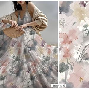 WF 하이 퀄리티 85GSM 새틴 실크 원단 소녀를위한 아름다운 꽃 디자인과 경량 100% 폴리에스터 - Product Image 2