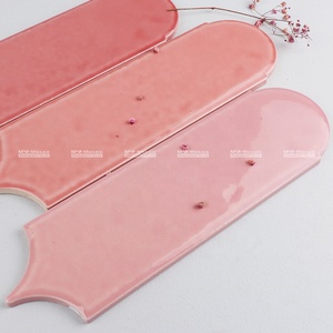 Nuove Piastrelle in Ceramica <span class=keywords><strong>Rosa</strong></span> Lucida a Forma di Piuma Irregolare per Bagno, Cucina, Rivestimento Parete e Soggiorno - Product Image 2