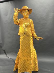Costume de scène futuriste en <span class=keywords><strong>film</strong></span> miroir métallique LED pour la salle de bal, DJ, danse, cosplay de science-fiction, tenue de spectacle de l'homme miroir - Product Image 3
