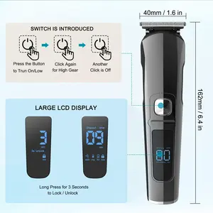 2024 elektrische Haarschneidemaschine LCD-Anzeige Herren 6-in-1 Haarschneidemaschinen-Set Pflege-Kit