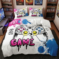 Parure de lit complète personnalisable de style américain, tissu 100% polyester, housse de couette imprimée en 3D avec manette de jeu, 500TC, 3 pièces