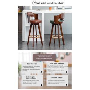 Muebles de comedor para el hogar, diseño moderno, precio al por mayor, excelente Silla de <span class=keywords><strong>Bar</strong></span> alta de cocina de madera burlywood de cuero personalizada - Product Image 3