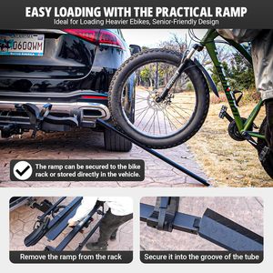 Porte-vélos Ambull Factory Tilt Fold Anti-Theft Hitch and Wheel Lock Hitch Mount 2-Bike Rack avec rampe pour vélo pour voiture SUV RV camion - Product Image 2