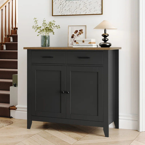 Wood Cabinets with 2 Drawers & Doors <b>Sideboard</b> Buffet Cabinet With <b>Storage</b> Coffee Bar for Living Room - Product Image 1