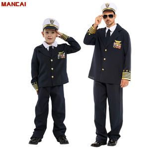 Garçons Halloween avion capitaine uniforme Costumes enfants adulte aviateur pilote Cosplay carnaval mascarade jeu de rôle uniforme de fête - Product Image 1