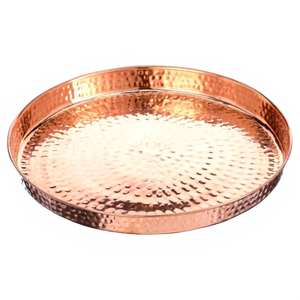 Plateau circulaire martelé en cuivre écologique, épais et fait main, style moderne, pour hôtels, halls et bars – Vente directe - Product Image 1
