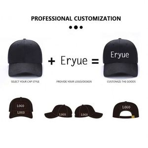 Custom Logo Designer 6 Panel Hat Black Baseball <b>Cap</b> Fitted Unisex <b>Cap</b> for <b>Men</b> - Product Image 2