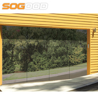 Porte de garage sectionnelle automatique à vue complète 12x7 16x8 en gros, cadre en alliage d'aluminium coupe-vent avec verre trempé miroir