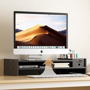 Desktop Computer <b>Riser</b> Stand Black 2 Tier Storage Organizer For Monitor Keyboard <b>Desk</b> Organization - Product Image 1