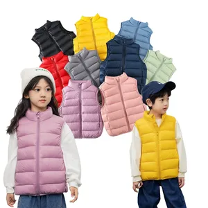 Popular winter vest wholesale solid color new fashion comfortable versatile windproof vest for little girls kids children