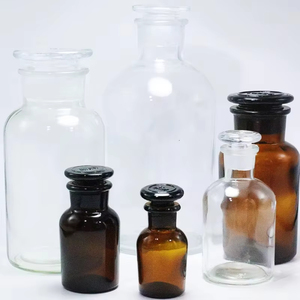 Bouteille en verre à large ouverture pour réactifs chimiques de laboratoire médical et d'apothicaire, brun ambre, 50 ml, 125 ml, 250 ml, 500 ml, avec bouchon en liège et impression sérigraphiée - Product Image 5