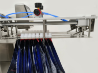 Machine de remplissage de sauces entièrement automatique à double tête, pour base de fondue, pâte de miel, avec buse d'aspiration autoportante pour sachets
