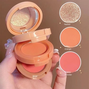 Private Label <span class=keywords><strong>3</strong></span> couleurs maquillage pour le visage couleur rose fard à joues paillettes surligneur naturel Blush Palette ensemble surligneurs roses - Product Image 2
