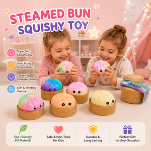 Squishy sensoriel en forme de chignon arc-en-ciel pour les distributeurs, les centres de divertissement, les cadeaux de marque, les marques privées, OEM, ODM, vente en gros - Product Image 5
