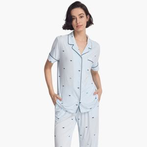 Ropa de Dormir Clásica para Mujer, Marca Privada Personalizada, Pijama de Algodón a Rayas Rosas para Mujer, Conjunto de Ropa de Lujo - Product Image 1