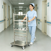 Chariot d'accessoires médicaux DC-13A en acier inoxydable 304, tube carré, 3 barres transversales, support suspendu pour accessoires de table d'opération, hôpital, clinique